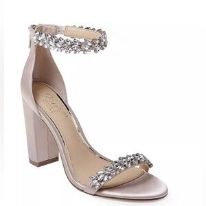 Jewel Badgley Mischka Mayra Block Heel Evening Sandals - Size 7.5